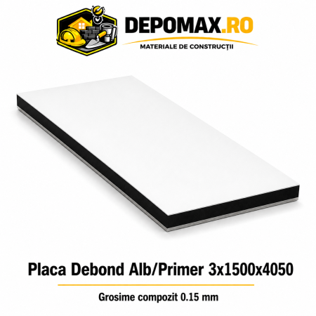 Placa BOND alb/primer 3mm, 1500x4050mm, aluminiu 0.15mm